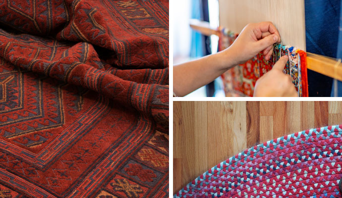 Afghan, hand knotted and braided rug