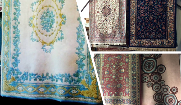 Collage of various types of rugs