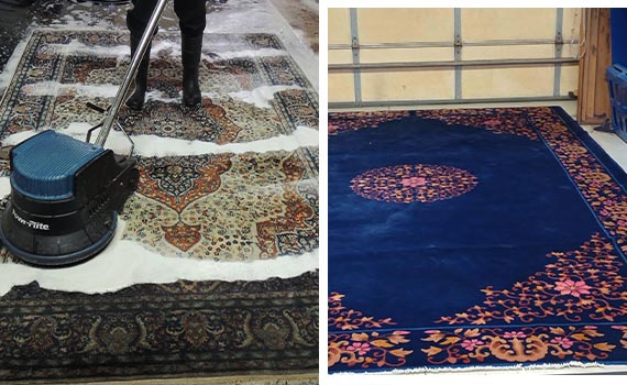 Collage of rug cleaning and rug protection